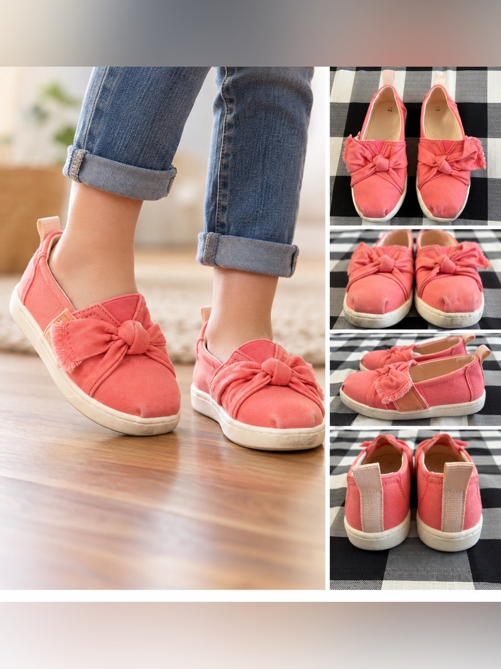 Girls Pink Bow Slip-On Shoes – Toddler Size 11